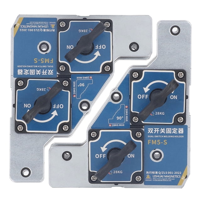 2Pcs Welding Magnet 2 Switch 90 Degree 28KG Welder Magnetic Holder Angle Support Fixture Tool