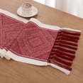 thumbnail image 2 of MeyJey Table Runner and Placemats Set of 4, Washable Fabric Rectangle Dining Table Mats with Tassels for Dining Tables, Kitchen, Red, 2 of 10
