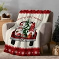 thumbnail image 2 of Merry Christmas Flannel Blanket for Bed,Travel and Camping, Red Xmas Trucks Gnome Pine Tree Snow Linen Super Soft Cozy Blanket for All Seasons 32"x48", 2 of 9