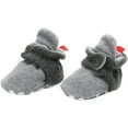 thumbnail image 4 of Quealent Baby Booties Cozy Fleece Slippers Soft Baby Shoes With Gripper Soles, Winter Infant Newborn Crib Sock Shoe Warm Footwear First Walkers Gray for Size 4.5, 4 of 7