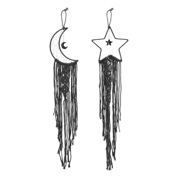Uxcell 2 Pcs Atrapasueños de Estrella y Luna Hechos a Mano, Decoración para Habitaciones de Adolescentes para Mujeres, Abuelas, Amigos, Madres (Negro)