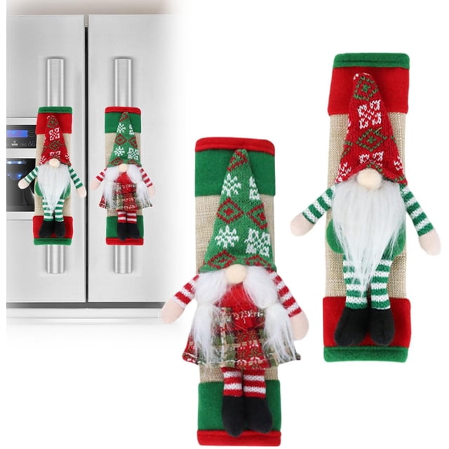 2 Pcs Christmas Gnome Design Fridge Door Handle Cover, Christmas Refrigerator Door Handle Cover, 2025 Christmas Refrigerator Door Handle Cover Protector for Kitchen Party Decor (1Set)