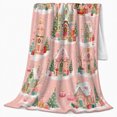 thumbnail image 2 of Whimsical Pink Snowy Village Christmas, Festive Holiday Scene, Warm Flannel Blanket for Living Room and Family Room, Art Lovers Christmas Gift, Festive Home Decor, 2 of 9