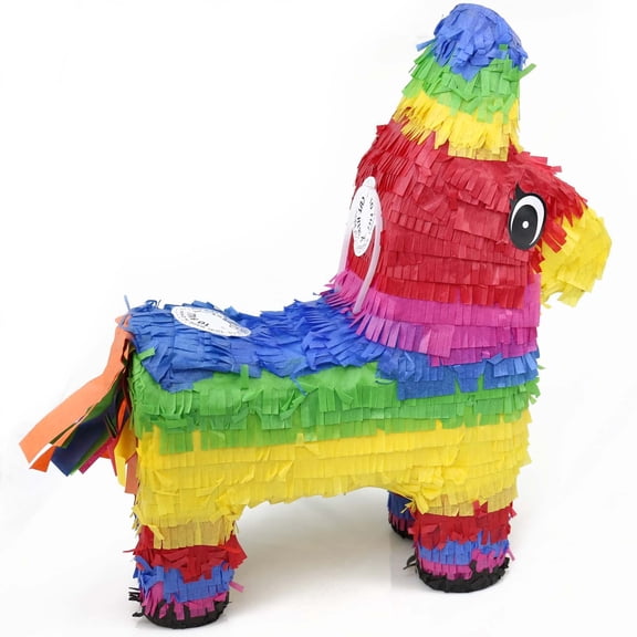 GIFTEXPRESS 16-Inch Rainbow Donkey Pinata, Rainbow Llama Pinata for Kids Birthday Party, Cinco De Mayo, Fiestas Decorations Party Favors (15.5 x 13 x 4.5 In)