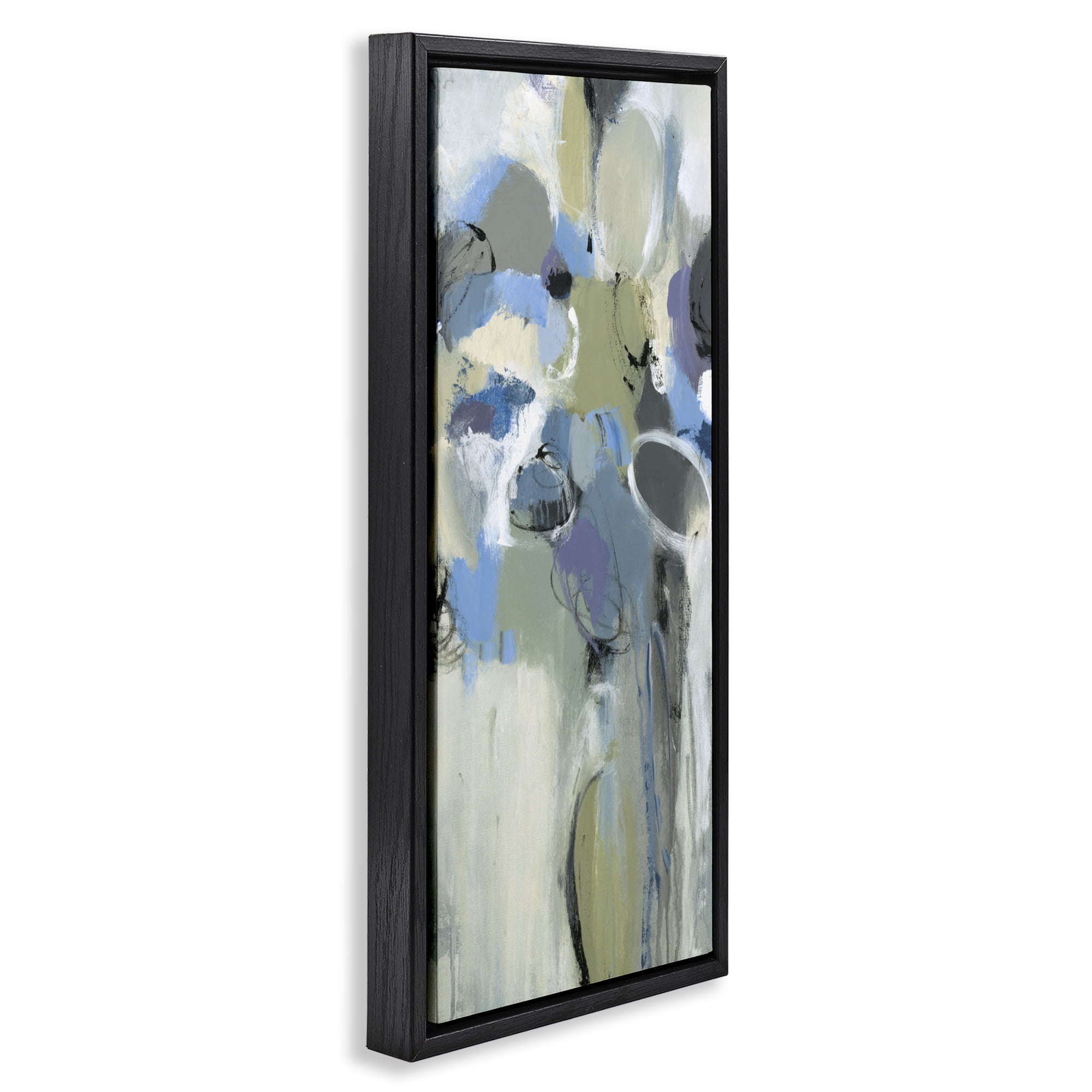 Stupell Industries Beige & Blue Abstraction Black Framed Floater Canvas Wall Art, design by Lisa Ridgers