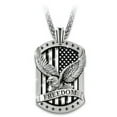 thumbnail image 2 of HOOUN Mens Silver American Eagle w. US Flag Pendant Necklace Punk Biker Jewelry 24", 2 of 3
