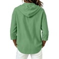 thumbnail image 4 of Aezemi Womens Button Hoodie Shirts Lightweight 3/4 Sleeve Loose Fit Drawstring Hooded Faux Cotton Linen Blouses Summer Spring Beach Vacation Sun Protection Tees S, 4 of 7