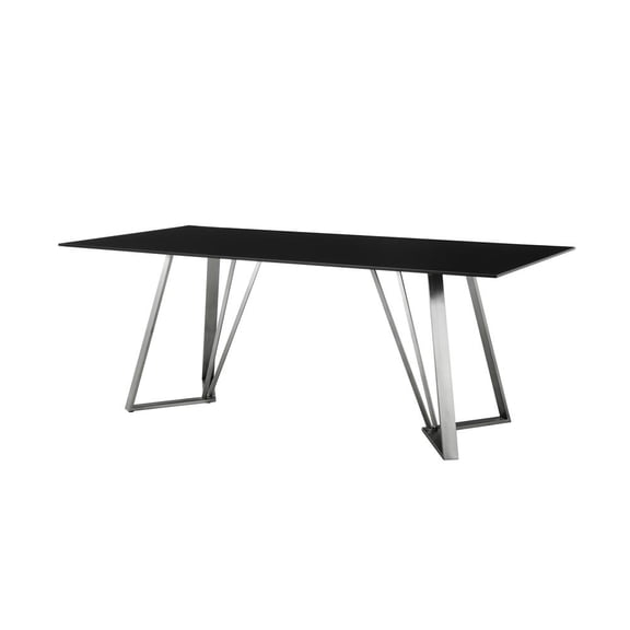 Armen Living Cressida Stainless Steel Dining Room Table in Black/Chrome