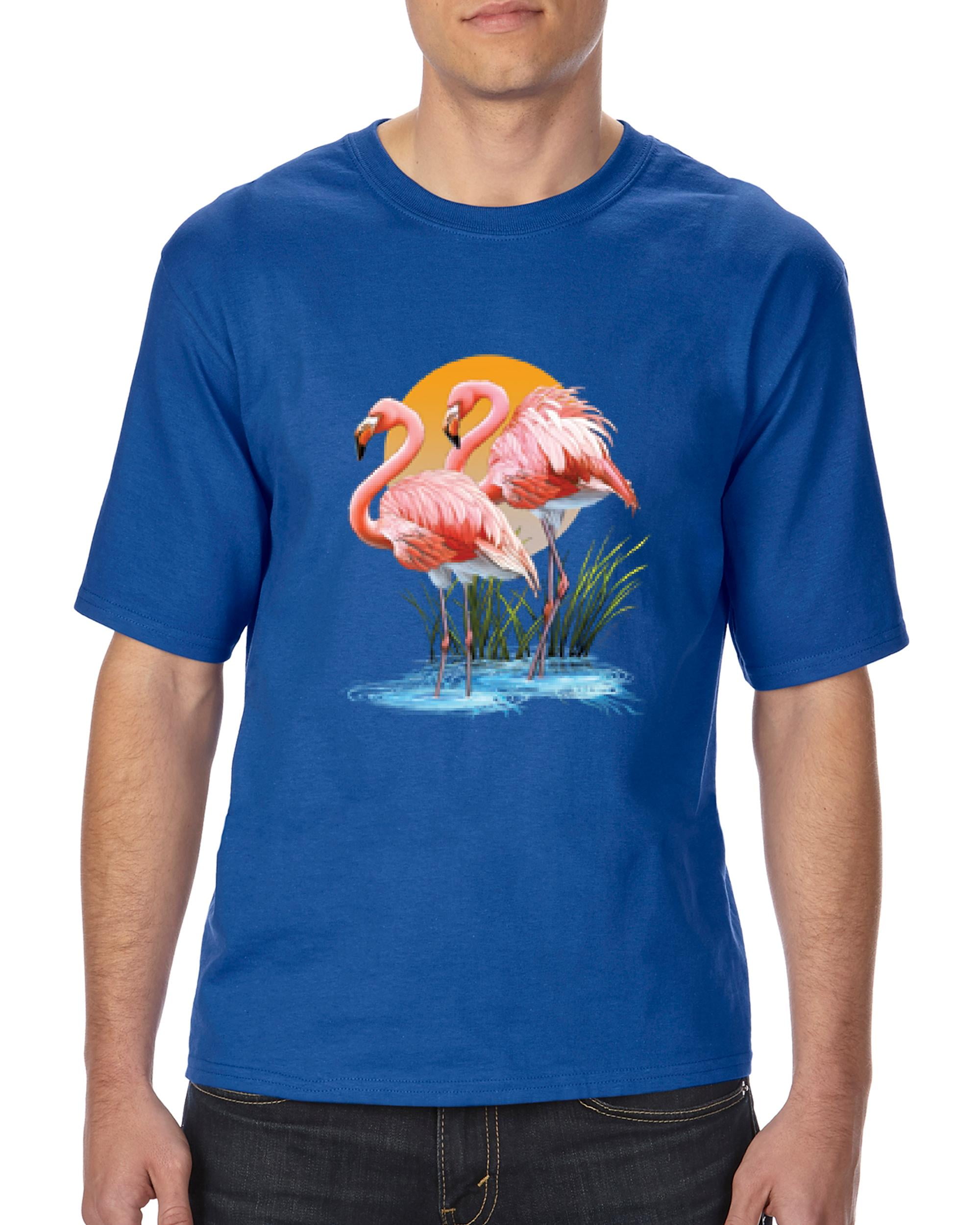 Artix Mens and Big Mens Pink Flamingos In Water TShirt, up to size
