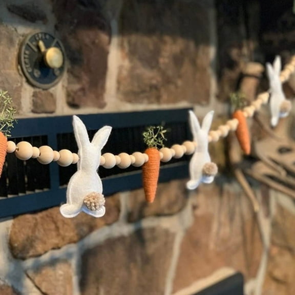 SUNSIOM Easter Bunny Carrot Artificial Garland, Polyester Orange