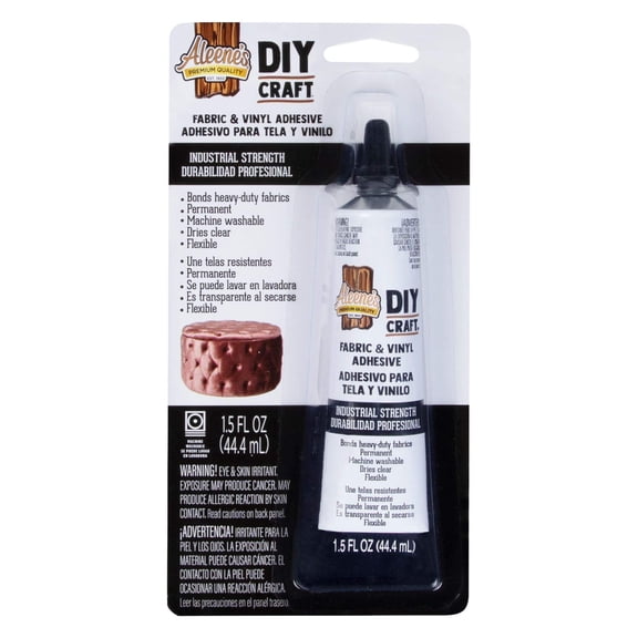 Aleene’s DIY Craft Fabric & Vinyl Adhesive, Heavy-Duty Permanent Fabric Glue, Dries Clear, 1.5 fl oz
