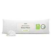 Coop Home Goods Full Body Pillow with Adjustable Shredded Memory Foam Perfect for pregnancy, nursing, and snuggling-Washable-20x54- Bamboo Derived Viscose Rayon and Polyester Blend Cover