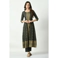 thumbnail image 3 of S MAJIDA Kurta Set for Women Foil Print Polyster Blend Kurta Pant with 3/4 Sleeve, 3 of 5