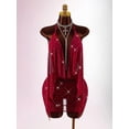 thumbnail image 4 of Red Rhinestone Bodycon Mini Dress With Plunging Halter Neckline And Ruched Skirt For Women, 4 of 7
