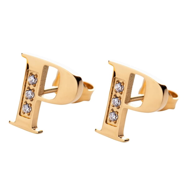 Aretes Mujer LuckyLy, Inicial Letra A, Acero Inoxidable con Oro 18k y Zirconia Cúbica, Modelo Tina dorado UNITALLA