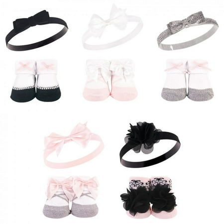 UPC: 0660168183917 | Hudson Baby Girl Headband and Socks Giftset Silver Ballet One Size