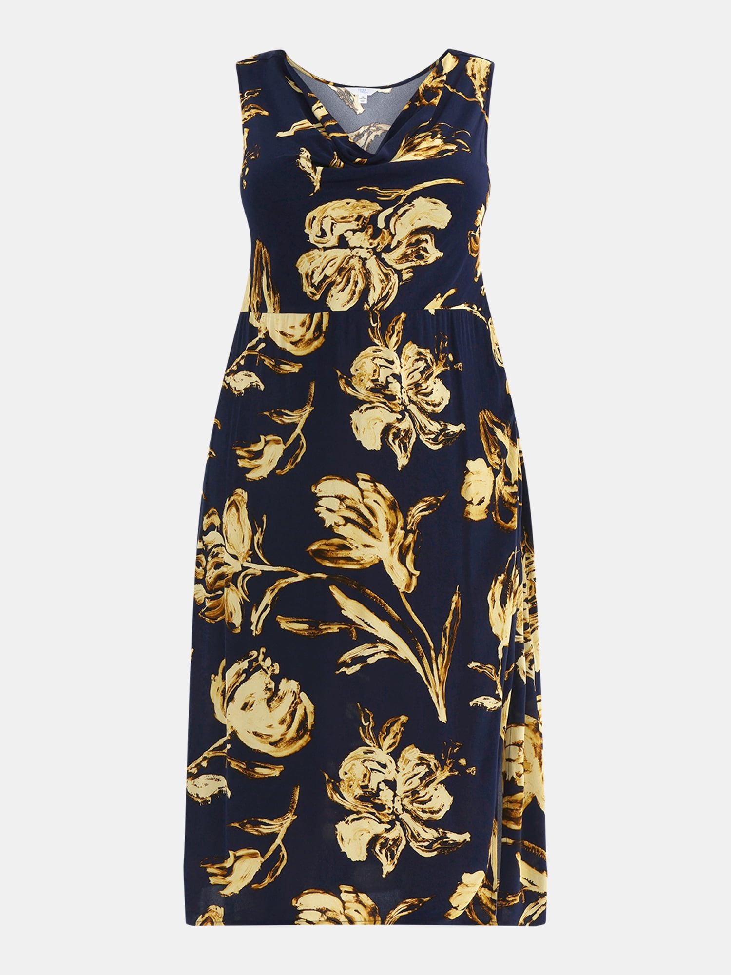 Time and Tru Women's Plus Size Cowl Neck Midi Dress, Sizes 1X-4X