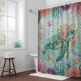 thumbnail image 3 of Vintage Sea Turtles Bathroom Shower Curtain, Pink Flower Shell Starfish Coral Ocean Watercolor Waterproof Washable Soft Bath Curtain for Bathtub Decor with 12 Hooks&Grommet, 60x72 Inch, 3 of 9