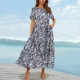 thumbnail image 2 of Taqqpue Women's Summer Maxi Dresses Short Sleeve Boho Floral Crew Neck Dress Summer Casual Flowy A Line Beach Dresses Long Sundress for Holiday, 2 of 5