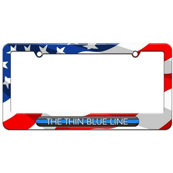 The Thin Blue Line, Police License Plate Tag Frame, Multiple Colors