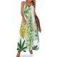 thumbnail image 1 of Flores de verano - Vestido largo sin mangas de color amarillo y verde lupino, ropa de verano para mujer, 1 of 7