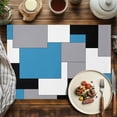 thumbnail image 2 of Placemats Set of 4, Abstract Geometric Place Mats Mid Century Blue Tablemats Washable Placemat Table Decoration for Kitchen Table Dinner Party Home Decor Indoor Outdoor 13x19 Inch, 2 of 9