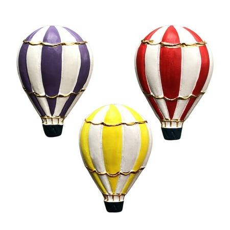 

3pcs Hot Air Balloon Refrigerator Magnetic Sticker Creative Resin Refrigerator Sticker (Red + Yellow +Purple)