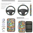thumbnail image 3 of Jeiento Frog Car Seat Cover Full Set with Steering Wheel Cover Seat Belt Cover Armrest Cover Abstract Hippie Flower Coaster Auto Keychain Holder Lip Balm Holder, 13 PCS Auto Accessories Decor, 3 of 8
