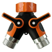 Rongsi 2 way hose splitter, Hose Splitter, Two Way Garden Hose Splitter, High Flow Spigot Faucet Bib Adapter, Solid Double Y Shut Off Valve for Outdoor Gardening Hoses, Orange