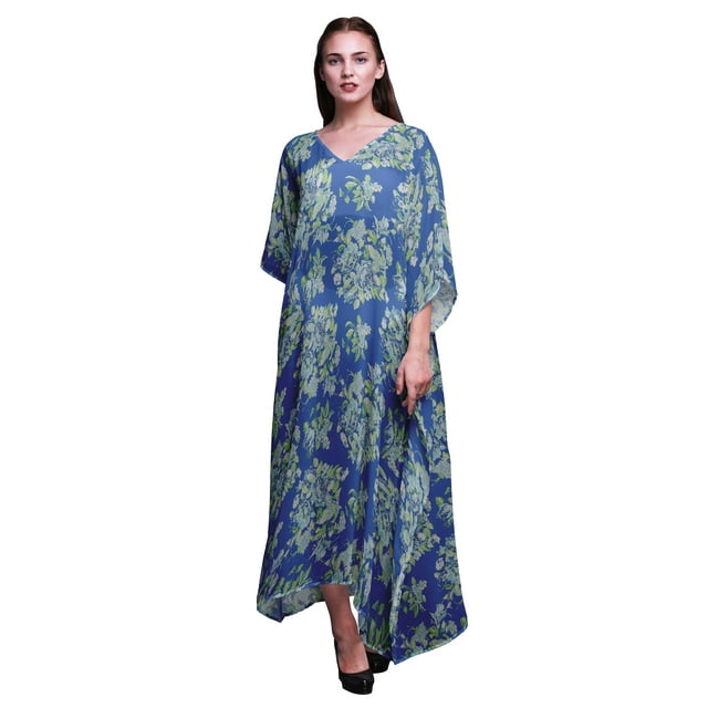 Bimba Kaftan Floral pour Femmes, Tenue d'Intérieur de Vacances, Robe Maxi, Couvre-Maillot de Plage - 4X-5X