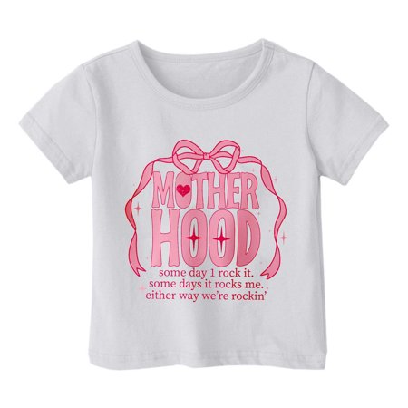 QUOTAY Mothers Day Boys T Shirts Children s Casual Short Sleeve Printed Round Neck for Ages 1-13 Breathable Comfortable Girls Tops Tees & Blouses White_007 130