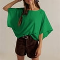 thumbnail image 5 of Czanzd Women's Oversized Cotton Short Sleeve T Shirt,Green,M, 5 of 7