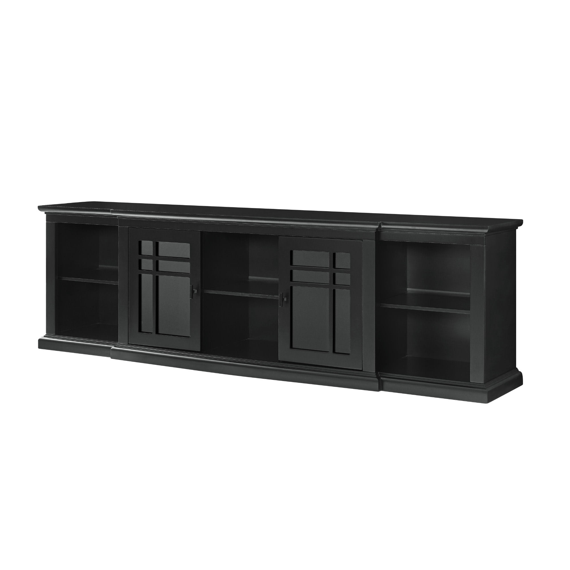 Walker Edison Transitional Glass-Door TV Stand for TVs up to 90”, Black