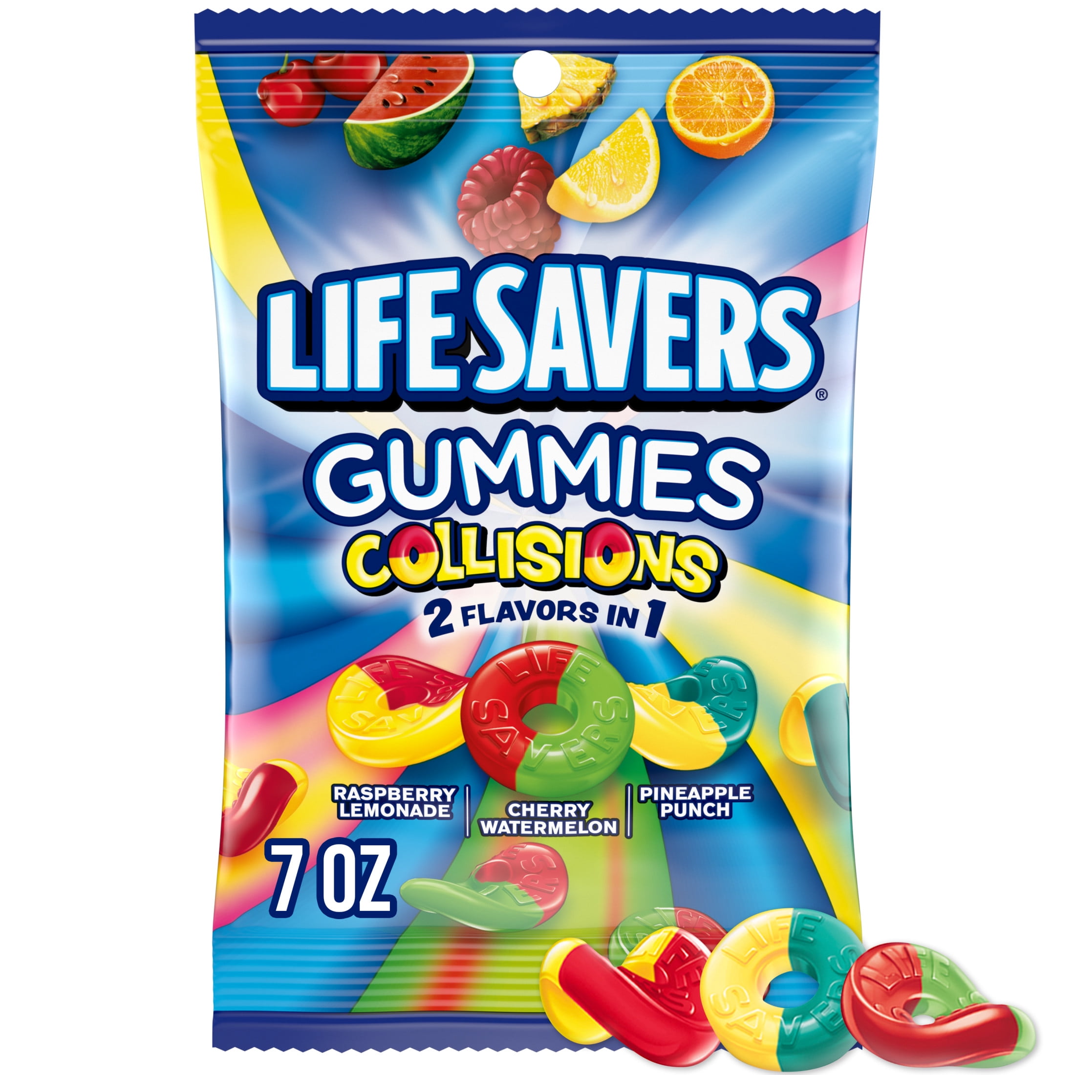 (3 pack) Life Savers Gummies Collisions Gummy Candy Fruit Mix - 7 oz Bag