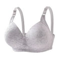 thumbnail image 2 of Bras for Women No Underwire Wireless Bras Ndbuld Women's Non Steel Hoop Gathered Middle Button Breastfeeding Breathable Elastic Underwear Daily Bra White XL, 2 of 5