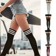 thumbnail image 4 of Calcetines de moda hasta el muslo por encima de la rodilla para niñas y mujeres, calcetines largos sexis sólidos, calentadores de piernas, medias blancas y negras para mujeres, verano, 4 of 5