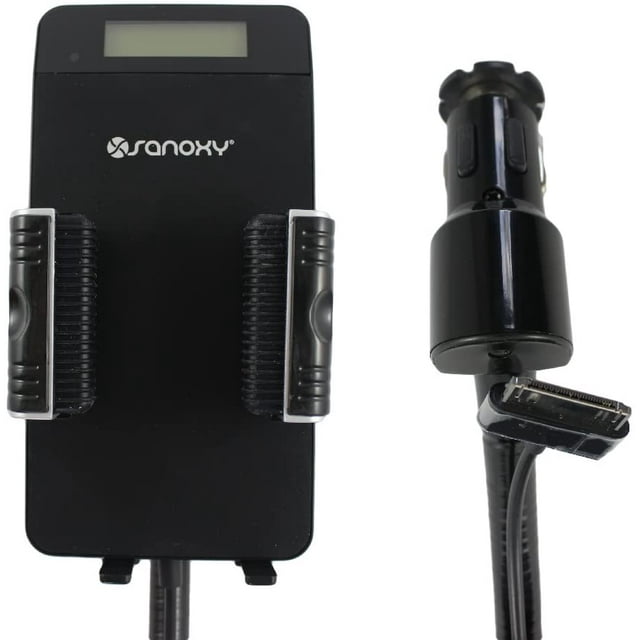 SANOXY Kit Émetteur MP3 FM Support de Téléphone Antidérapant Réglable avec USB / iPod Nano / iPod Touch