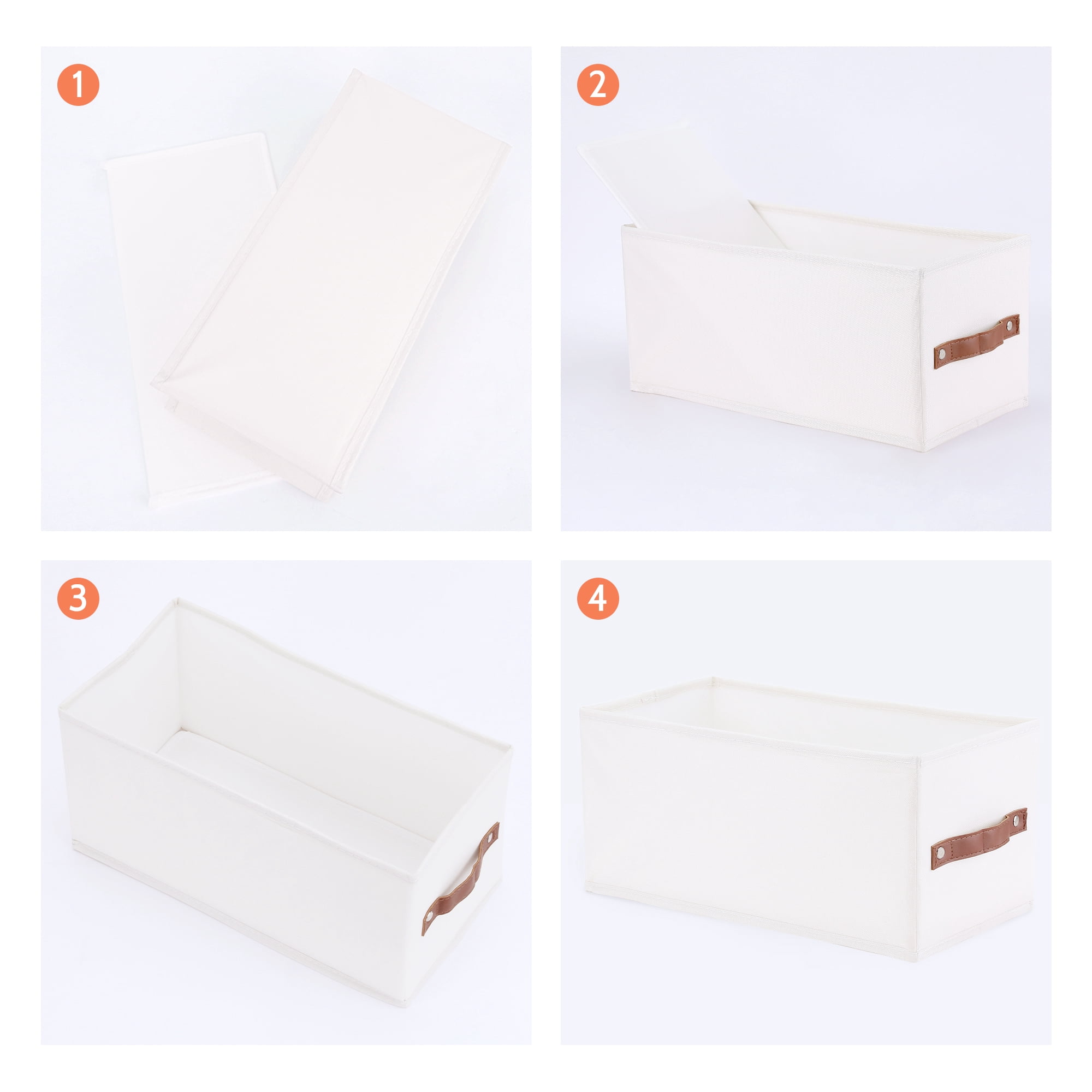 Unique Bargains Storage Cube Fabric Foldable Basket with Handles for Shelves 1pcs White M