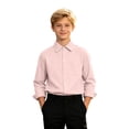 thumbnail image 2 of Boys' Girls' Long‑Sleeve Collared Button‑Up Dress Shirt,Kids School Uniform Top,9‑16Y, 2 of 5