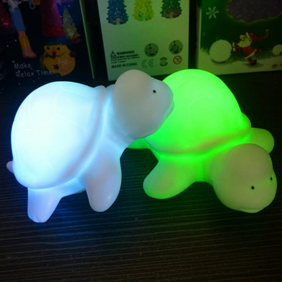 OUNONA 2Pcs Creative Gifts White Turtle Shaped Night Light LED Ligh with Battery(White)