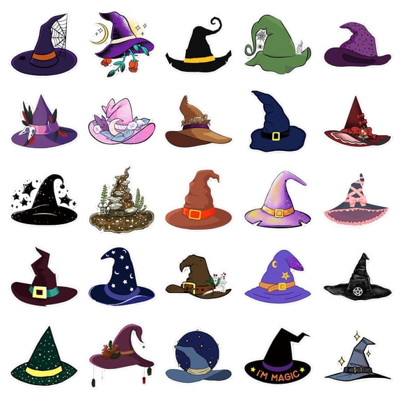 Halloween Witch Hat Pack of 50 Gothic Vinyl Decor for Laptops Water Bottles