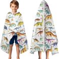 thumbnail image 3 of Colorful Dinosaurs Realistic Pattern Hooded Bath Towel，60"x35" for Ages 3 To 12 Kids, Quick Dry Lightweight Soft Microfiber Hood Beach Towel Cover Up for Kids, 3 of 7