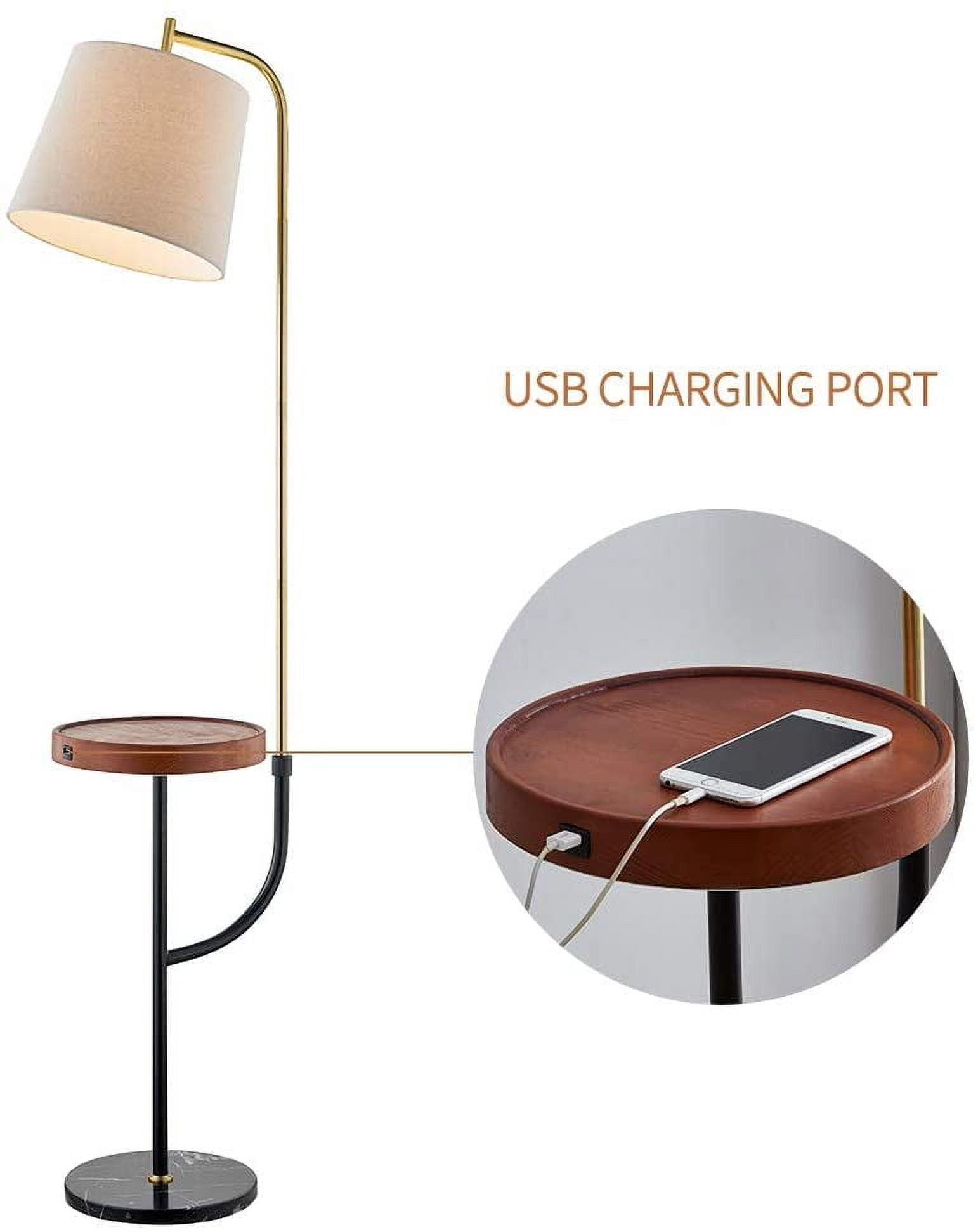 Maxax Modern Floor Lamp with Table and USB Charging Ports, Stylish Reading Lamp for Living Room or Bedroom