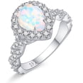 thumbnail image 2 of VAKKI 2 CT 925 Sterling Silver Pear Opal Promise Rings for Women White Gold Plated Twisted Band Wedding Ring, 2 of 5