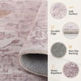 thumbnail image 5 of KoshiMe Washable Area Rug 9'x12', Non-Slip Soft Vintage Distress Floral Rugs for Living Room, Stain Resistant Low Pile Medallion Carpet for Dining Room Office, Gray Pink, 5 of 9