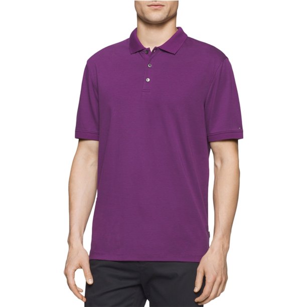 Calvin Klein - Polo de rugby a rayas de algodón líquido para hombre, color morado, grande