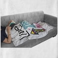 thumbnail image 6 of Live Laugh Love Soft Flannel Fleece Blanket, Lively Colors Cartoon Arrows with Geometric Shapes Kiss Hearts Phrase Print, Cozy Plush for Indoor and Outdoor Use, 50" x 60", Multicolor, by Ambesonne, 6 of 6