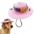 thumbnail image 2 of Pet Flower Straw Hat, Pet Flower Straw Hat, Sun Cap Accessories for Small Dogs and Cats, Cute Woven Straw Hat Costume Accessory, 2 of 8