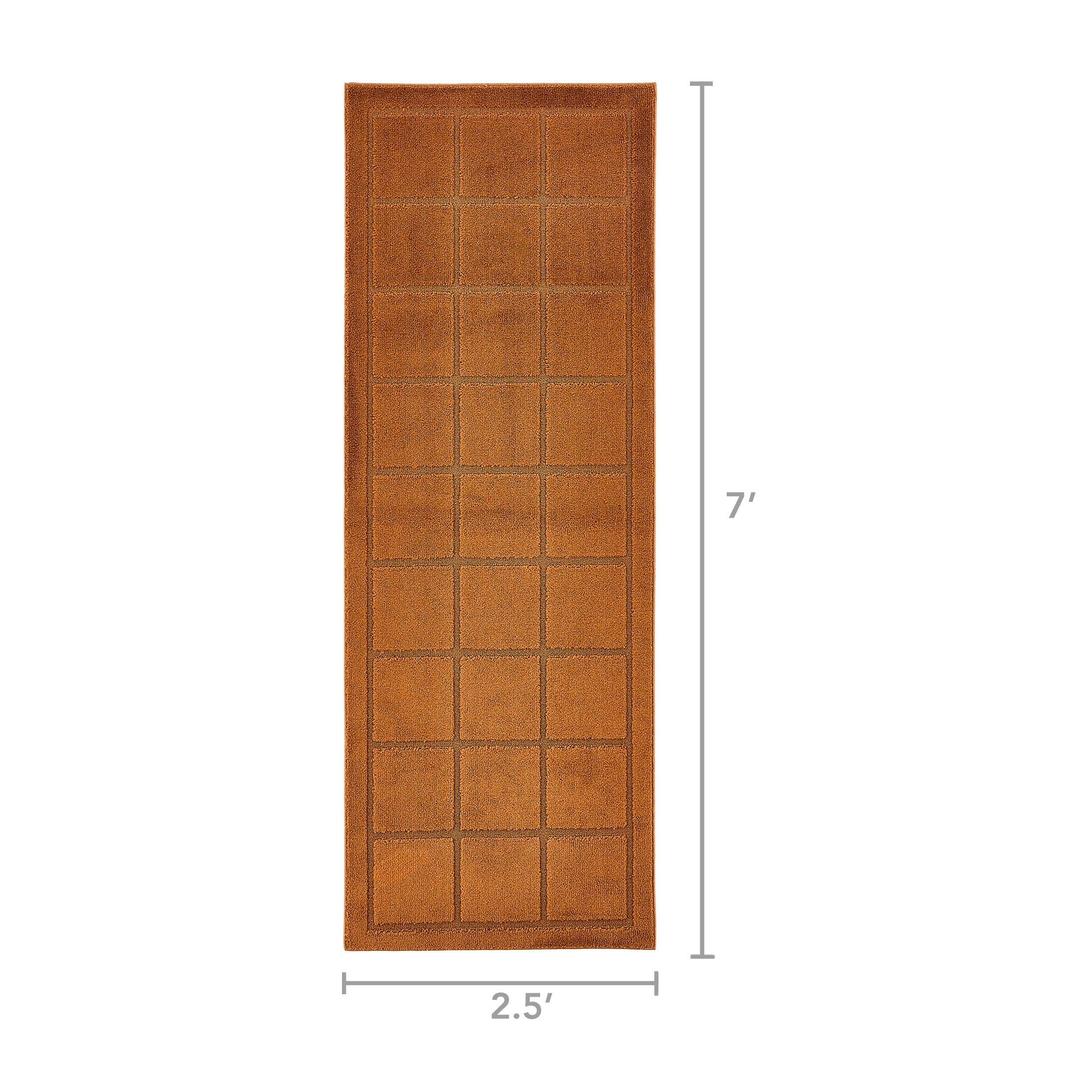 Mainstays Grid Runner Rug, Brown, 2 ft 6 in x 7 ft