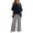 Black, variant on Costeam Womens Vertical Stripe Wide Leg Pant Two Piece Outfit Oversized Asymmetric Hem Short Sleeve Crew Neck Top with Side Pocket Loose Fit Casual Co Ord Set